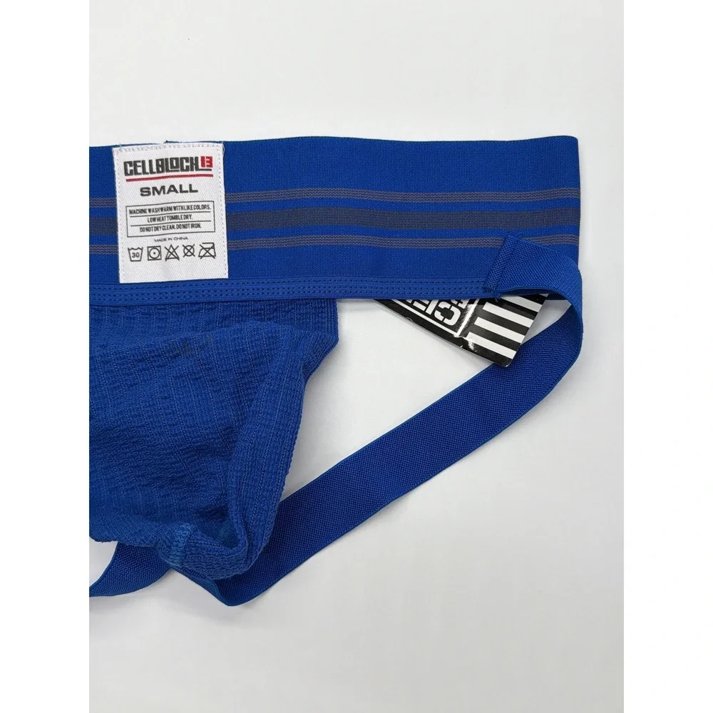 CellBlock 13 Mens Tight End Jockstrap‎ Blue Waffle Knit Pouch CBU133 Small NWT
